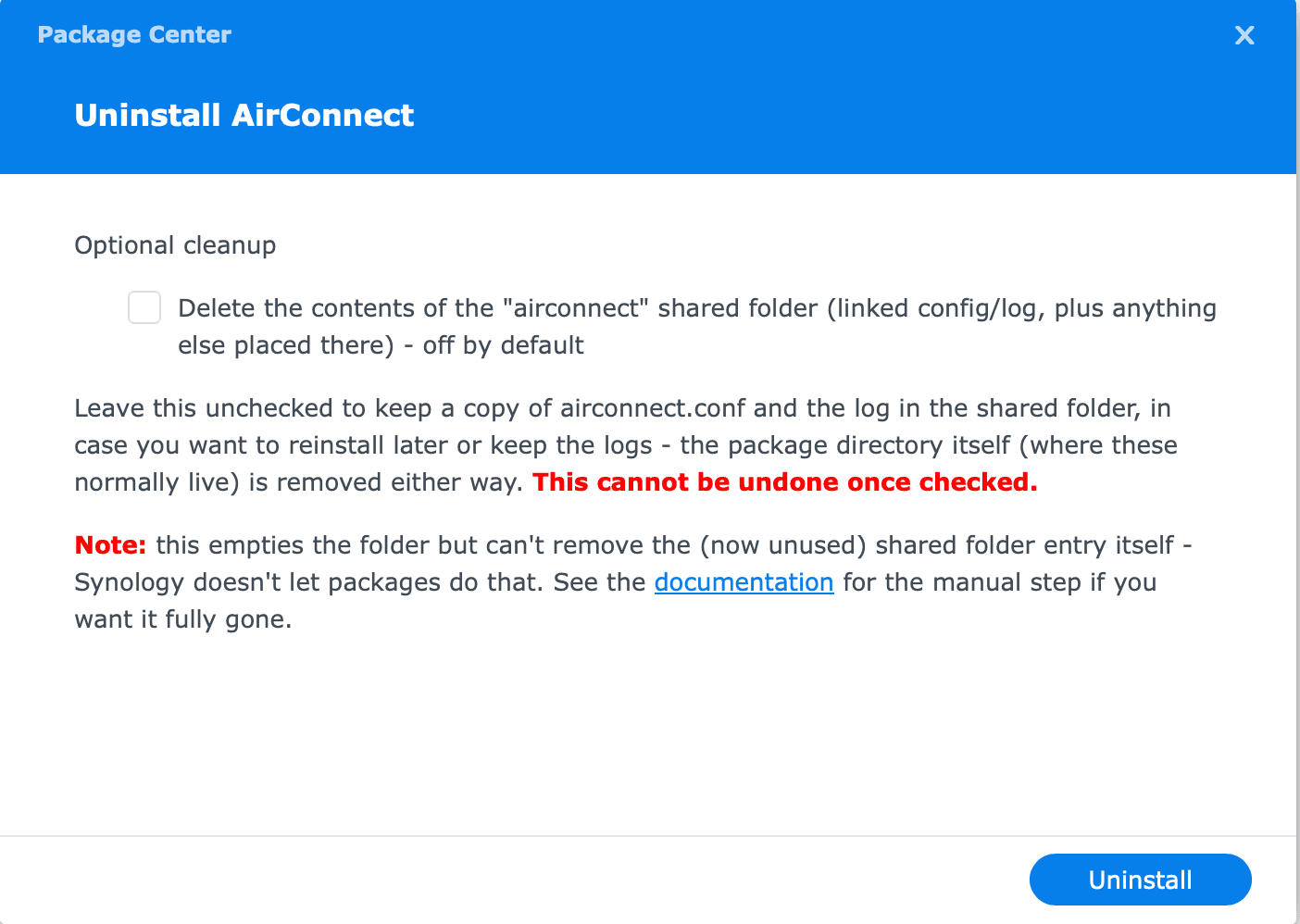AirConnect uninstall - optional cleanup step